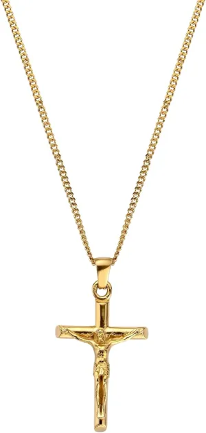 | Gold Crucifix Pendant Necklace | 20.5" Chain Link with 20MM x 20MM Pendant | Waterproof, Heat & Sweat Resistant | Gifts for Men | Men's Jewelry |