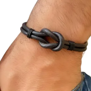 | Men Leather Love Knot Bracelet, Eternal Knot Bracelet, Friendship Bracelet, Celtic Couples Knot Bracelet for Men, Boyfriend Gift, Christmas Gift for Husband (6 Inches)
