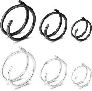 1-15PCS Double Hoop Nose Ring for Single Piercing 18G 20G 22G Spiral Nose Rings Hoops 18 20 22 Gauge Surgical Steel Twist Nose Piercing Jewelry Nostril for Women Girls Men Hypoallergenic Pack Easy Bendable 6mm 8mm 10mm