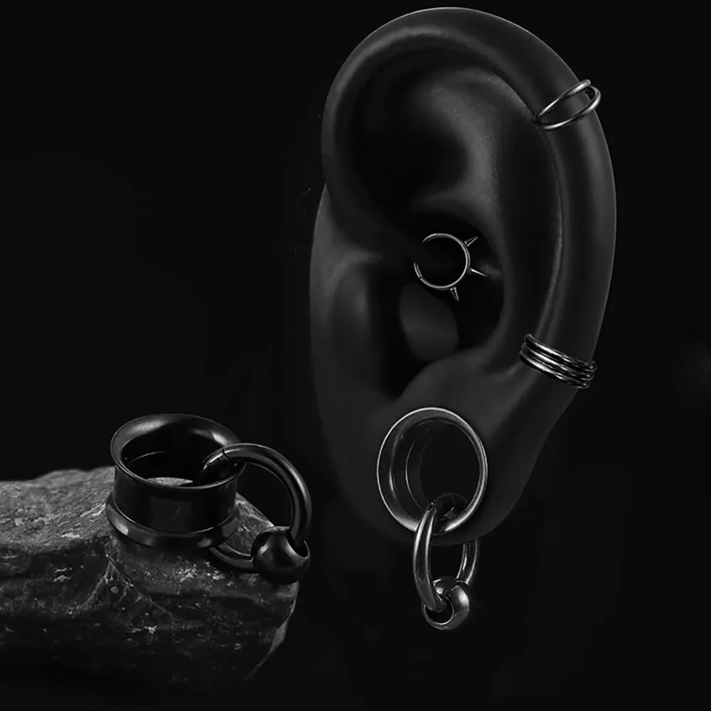 1 Pair Basic gauges 1 rings 1 balls Ear Tunnels Plugs 316 Stainless Steel Ear Gauges Weight Saddle Plugs Hypoallergenic expander Piercing Body Jewelry 00g 0g-1''