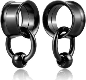 1 Pair Basic gauges 1 rings 1 balls Ear Tunnels Plugs 316 Stainless Steel Ear Gauges Weight Saddle Plugs Hypoallergenic expander Piercing Body Jewelry 00g 0g-1''