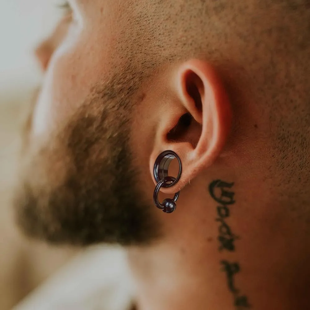 1 Pair Basic gauges 1 rings 1 balls Ear Tunnels Plugs 316 Stainless Steel Ear Gauges Weight Saddle Plugs Hypoallergenic expander Piercing Body Jewelry 00g 0g-1''