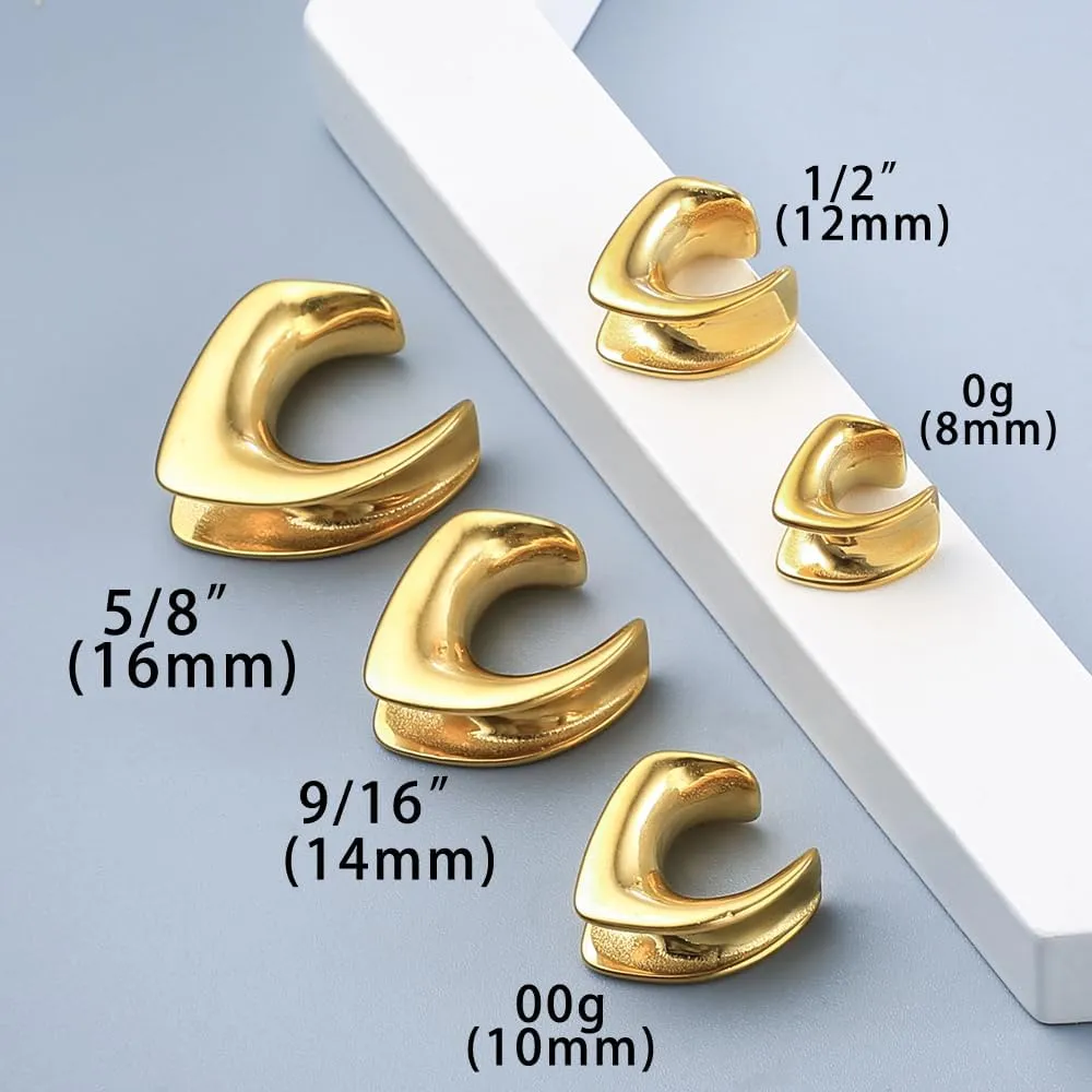 1 Pair Cute saddle gauges Ear Tunnels Plugs 316 Stainless Steel Ear Gauges Weight Saddle Plugs Hypoallergenic expander Piercing Body Jewelry for women and men