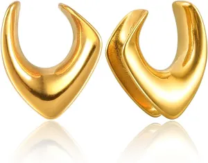 1 Pair Cute saddle gauges Ear Tunnels Plugs 316 Stainless Steel Ear Gauges Weight Saddle Plugs Hypoallergenic expander Piercing Body Jewelry for women and men