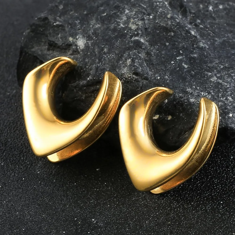 1 Pair Cute saddle gauges Ear Tunnels Plugs 316 Stainless Steel Ear Gauges Weight Saddle Plugs Hypoallergenic expander Piercing Body Jewelry for women and men