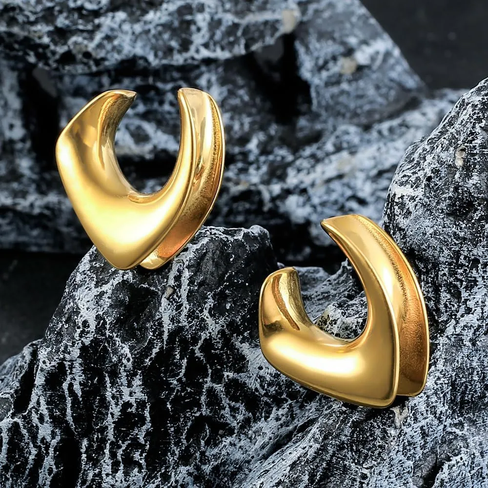 1 Pair Cute saddle gauges Ear Tunnels Plugs 316 Stainless Steel Ear Gauges Weight Saddle Plugs Hypoallergenic expander Piercing Body Jewelry for women and men