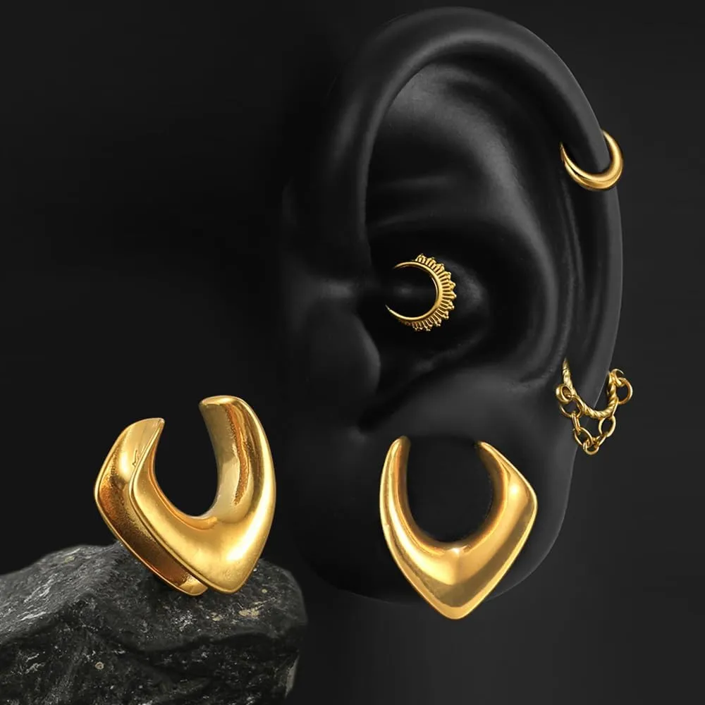 1 Pair Cute saddle gauges Ear Tunnels Plugs 316 Stainless Steel Ear Gauges Weight Saddle Plugs Hypoallergenic expander Piercing Body Jewelry for women and men
