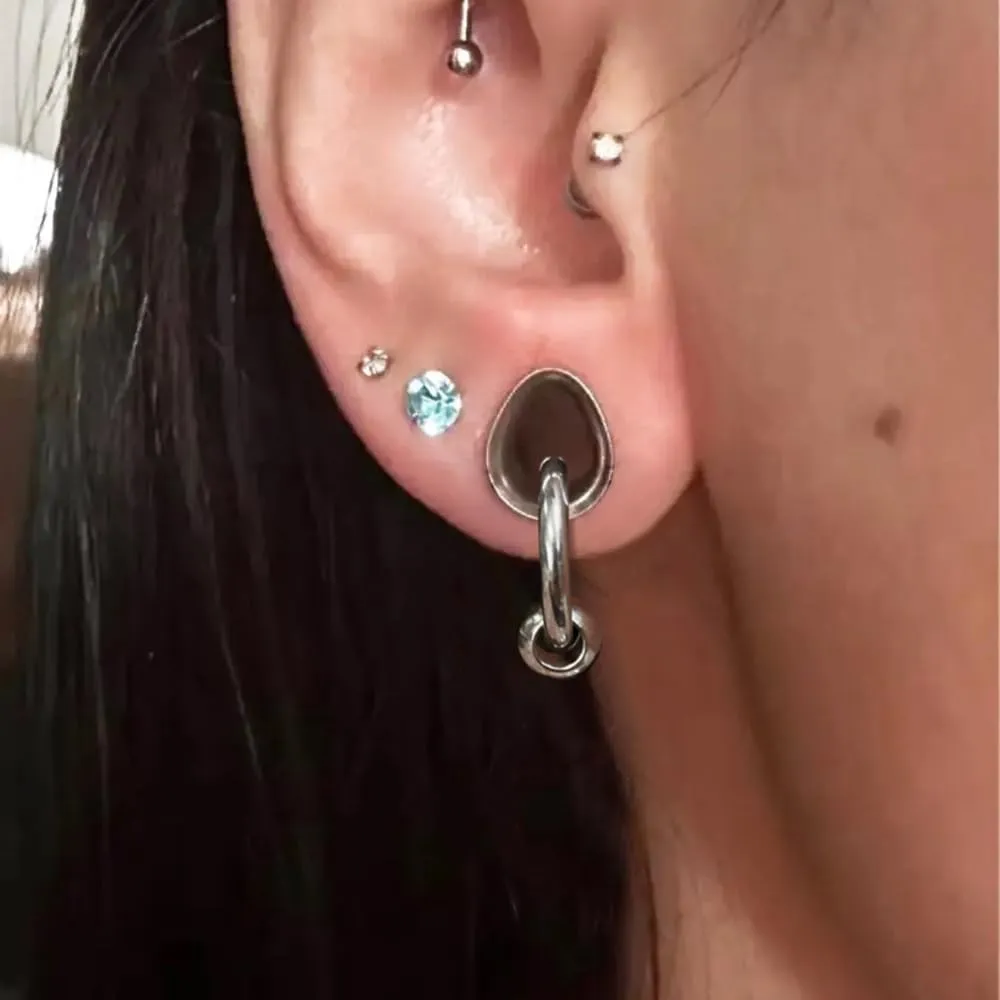 1 pair Ear Gauges with 1 ring 1 ball Hypoallergenic 316 earrings weight Stainless Steel Ear Stretchers Plus Tunnels (0G-1") 8mm-25mm 00G Body Piercing Jewelry
