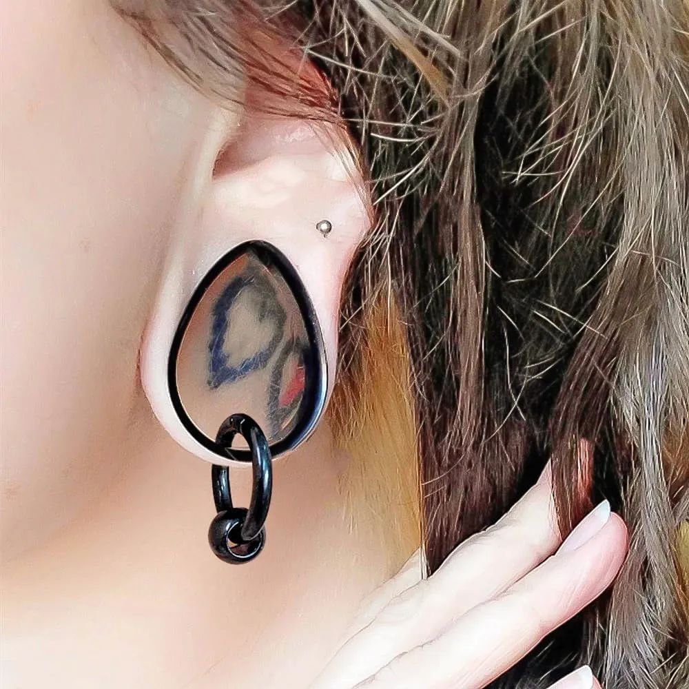 1 pair Ear Gauges with 1 ring 1 ball Hypoallergenic 316 earrings weight Stainless Steel Ear Stretchers Plus Tunnels (0G-1") 8mm-25mm 00G Body Piercing Jewelry