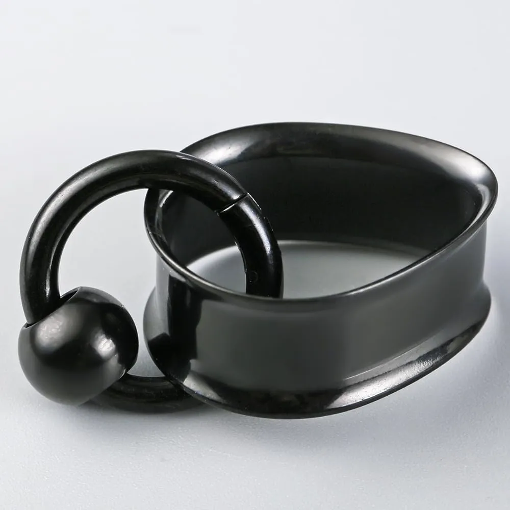 1 pair Ear Gauges with 1 ring 1 ball Hypoallergenic 316 earrings weight Stainless Steel Ear Stretchers Plus Tunnels (0G-1") 8mm-25mm 00G Body Piercing Jewelry