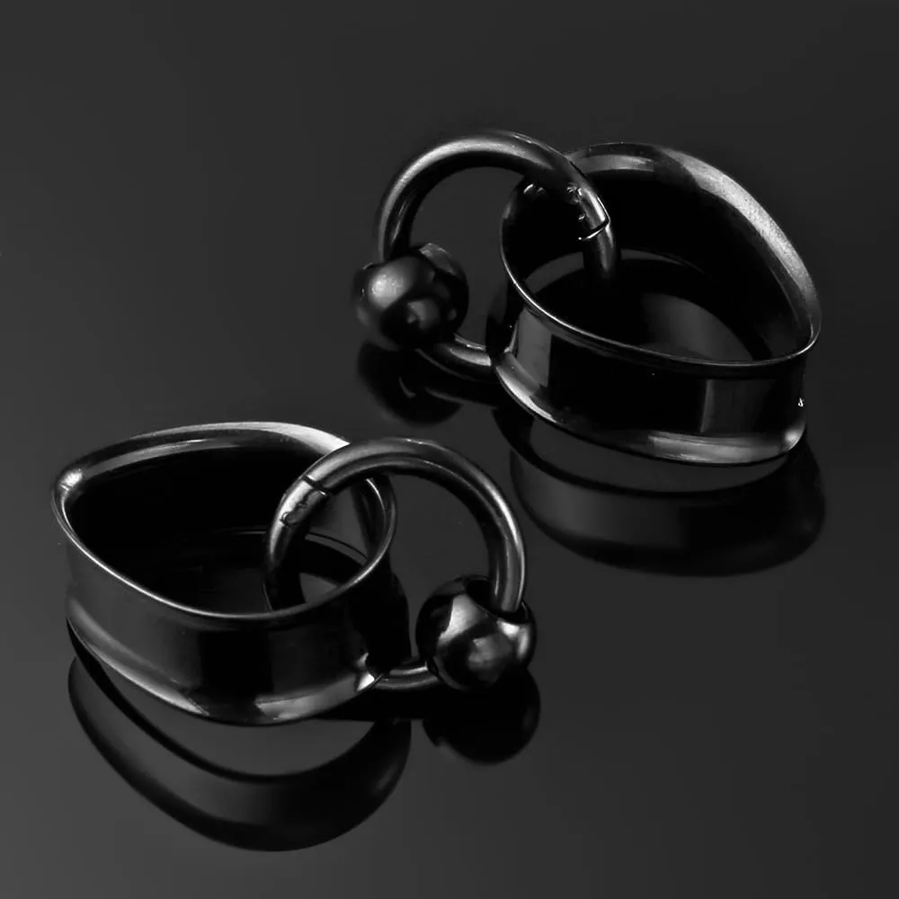 1 pair Ear Gauges with 1 ring 1 ball Hypoallergenic 316 earrings weight Stainless Steel Ear Stretchers Plus Tunnels (0G-1") 8mm-25mm 00G Body Piercing Jewelry