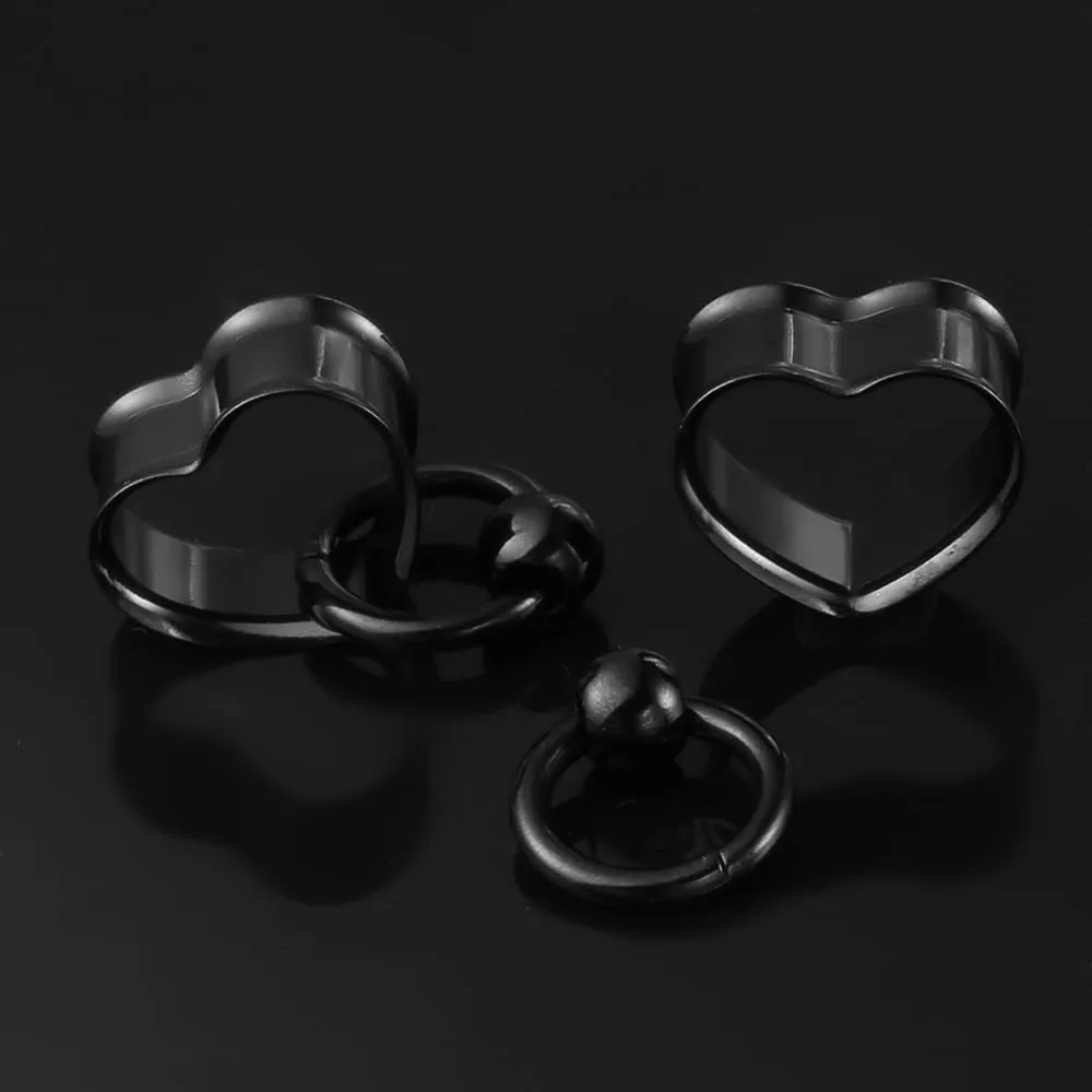 1 pair Ear Gauges with 1 ring 1 ball Hypoallergenic 316 earrings weight Stainless Steel Ear Stretchers Plus Tunnels (0G-1") 8mm-25mm 00G Body Piercing Jewelry