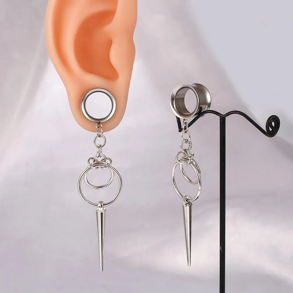 1 pair ear weights DIY Dangle Ear Plugs Tunnels Daily 316 Stainless Steel Ear Gauges Expander Stretcher Piercing Body Silver Jewelry 0g-5/8 8mm-16mm
