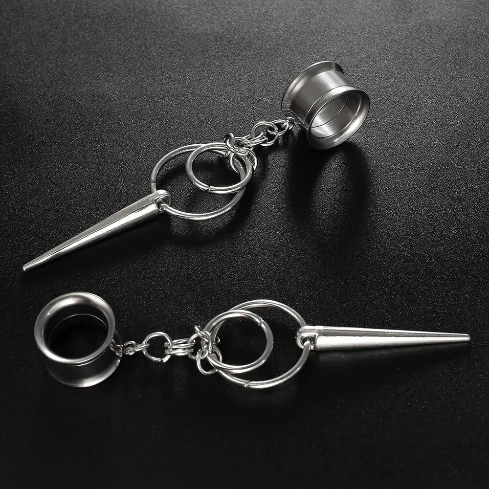 1 pair ear weights DIY Dangle Ear Plugs Tunnels Daily 316 Stainless Steel Ear Gauges Expander Stretcher Piercing Body Silver Jewelry 0g-5/8 8mm-16mm
