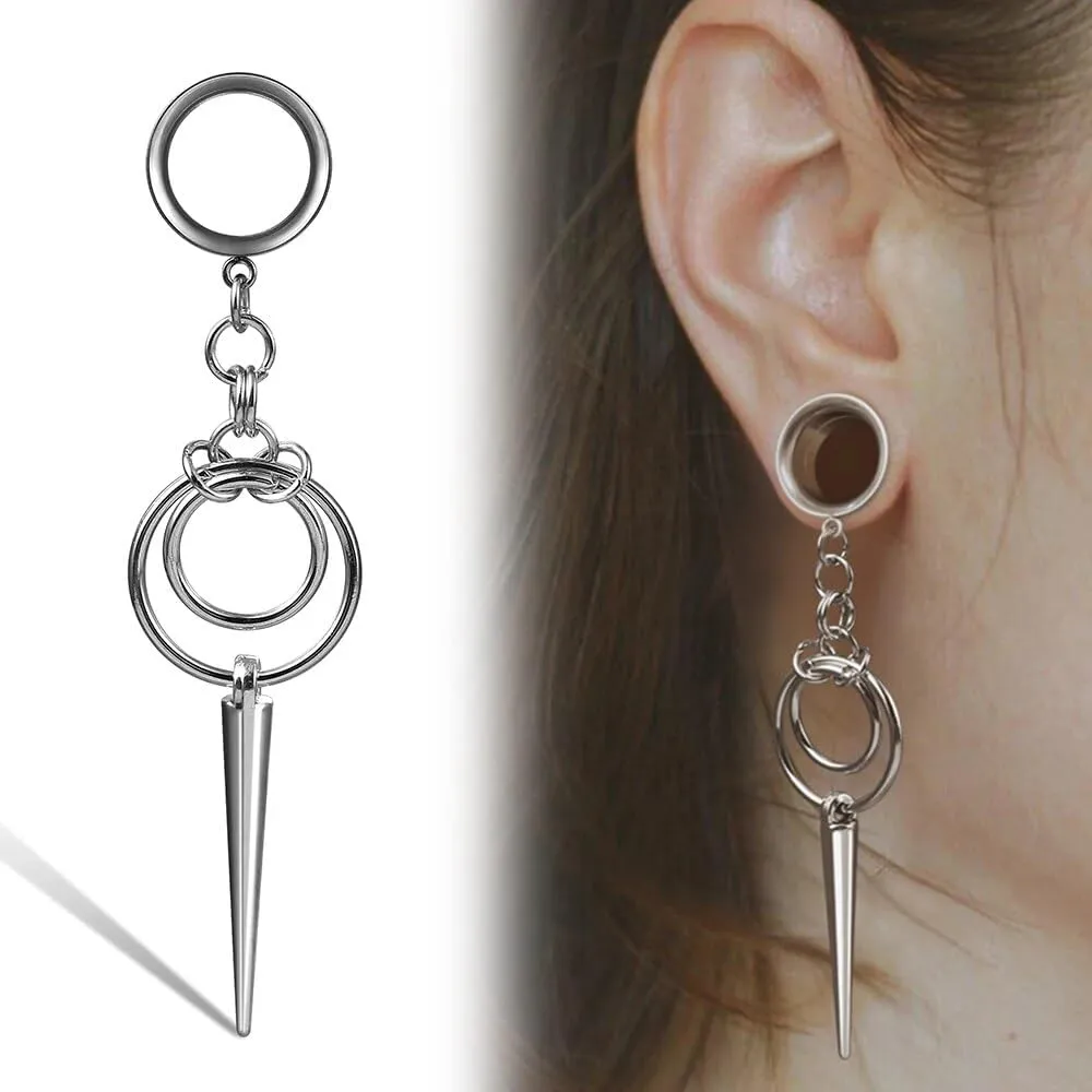 1 pair ear weights DIY Dangle Ear Plugs Tunnels Daily 316 Stainless Steel Ear Gauges Expander Stretcher Piercing Body Silver Jewelry 0g-5/8 8mm-16mm