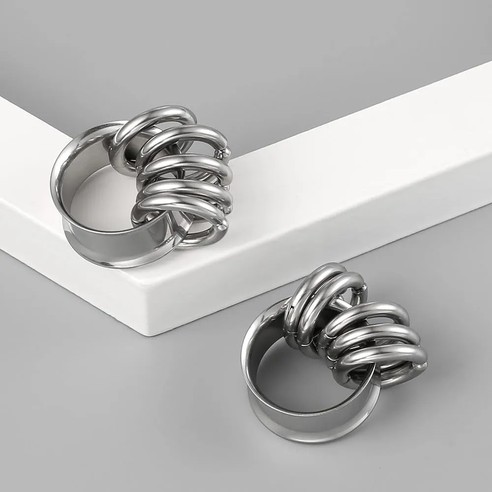 1 pair Rings Ear Gauges Hypoallergenic 316 rings ear weight Stainless Steel Ear Stretchers Plus Tunnels (0G-1") 8mm-25mm 00G Body Piercing Jewelry