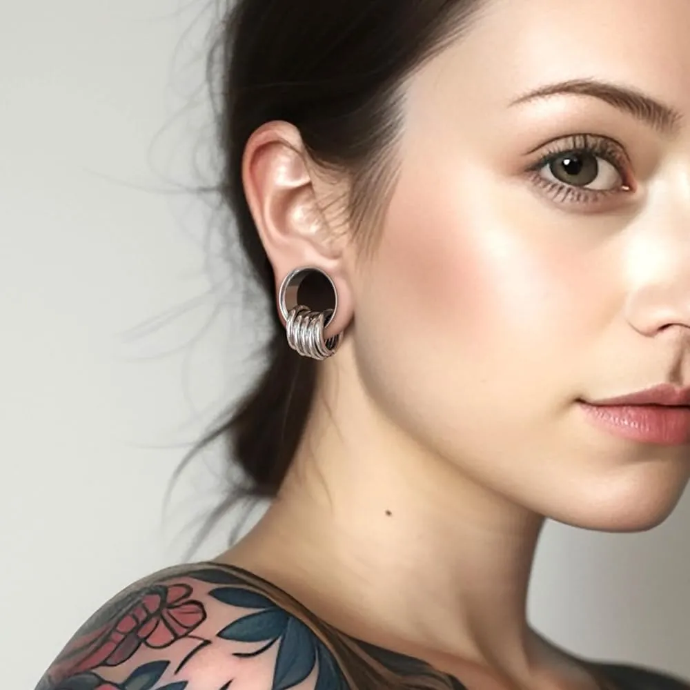 1 pair Rings Ear Gauges Hypoallergenic 316 rings ear weight Stainless Steel Ear Stretchers Plus Tunnels (0G-1") 8mm-25mm 00G Body Piercing Jewelry