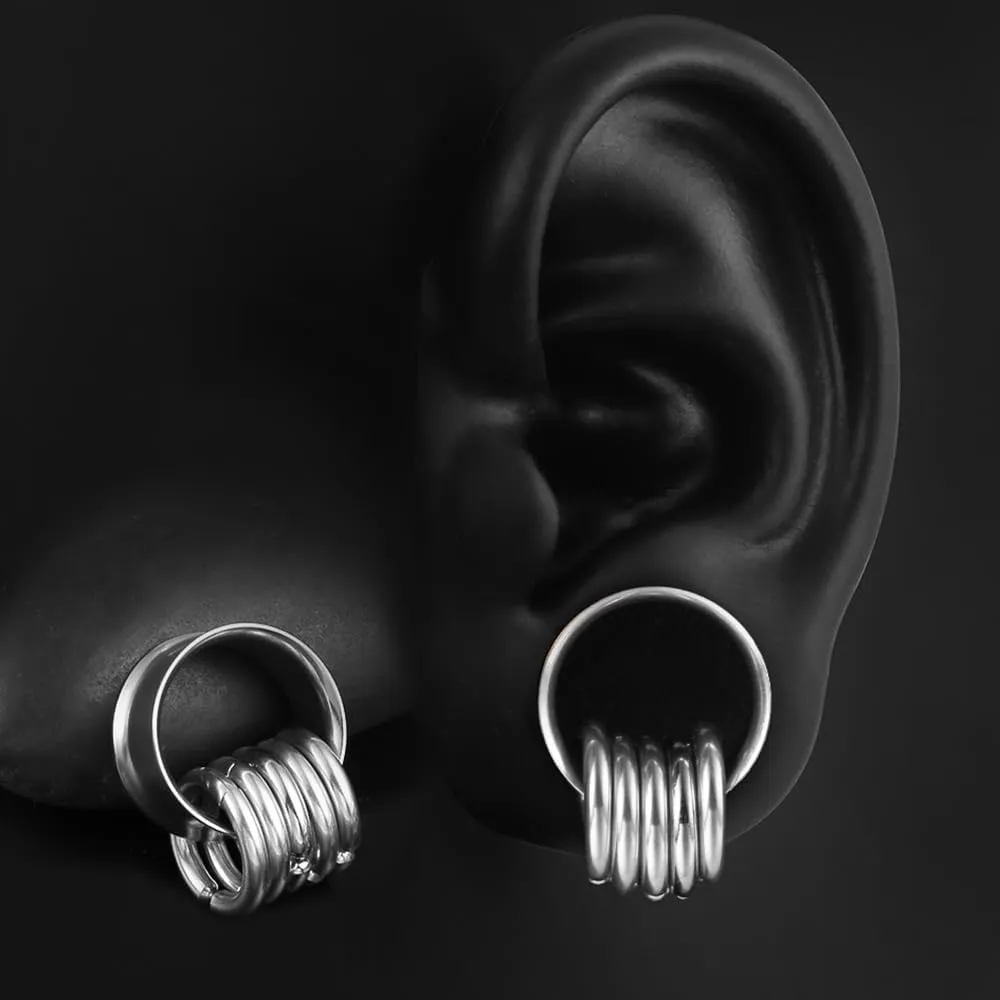 1 pair Rings Ear Gauges Hypoallergenic 316 rings ear weight Stainless Steel Ear Stretchers Plus Tunnels (0G-1") 8mm-25mm 00G Body Piercing Jewelry