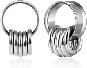 1 pair Rings Ear Gauges Hypoallergenic 316 rings ear weight Stainless Steel Ear Stretchers Plus Tunnels (0G-1") 8mm-25mm 00G Body Piercing Jewelry
