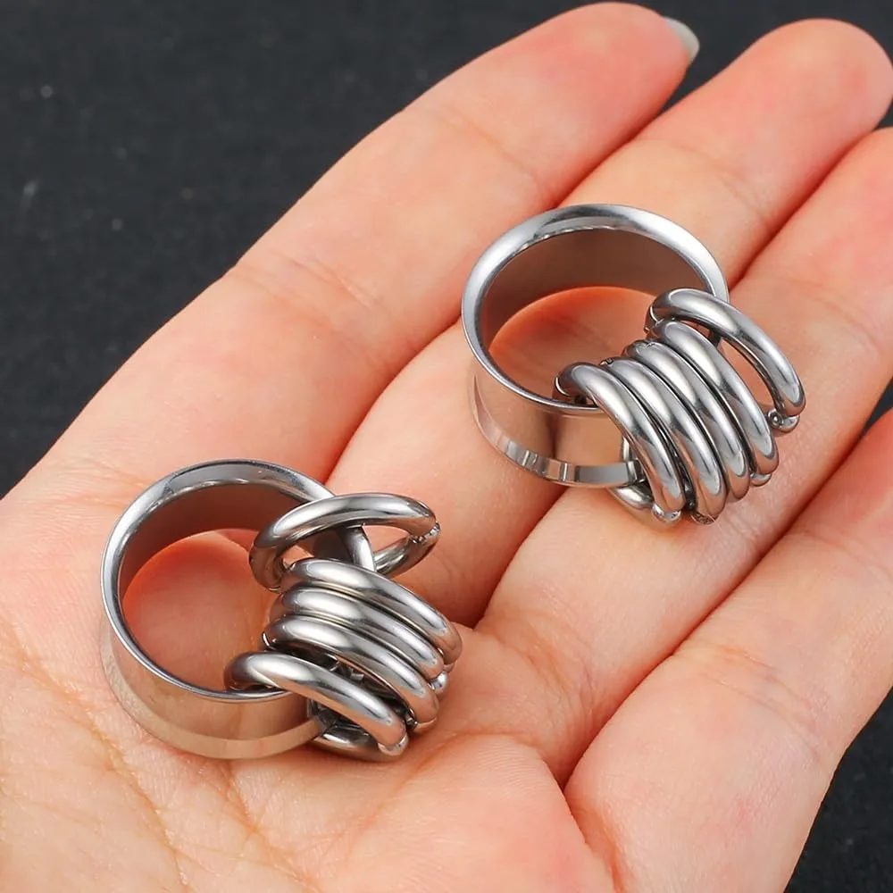 1 pair Rings Ear Gauges Hypoallergenic 316 rings ear weight Stainless Steel Ear Stretchers Plus Tunnels (0G-1") 8mm-25mm 00G Body Piercing Jewelry