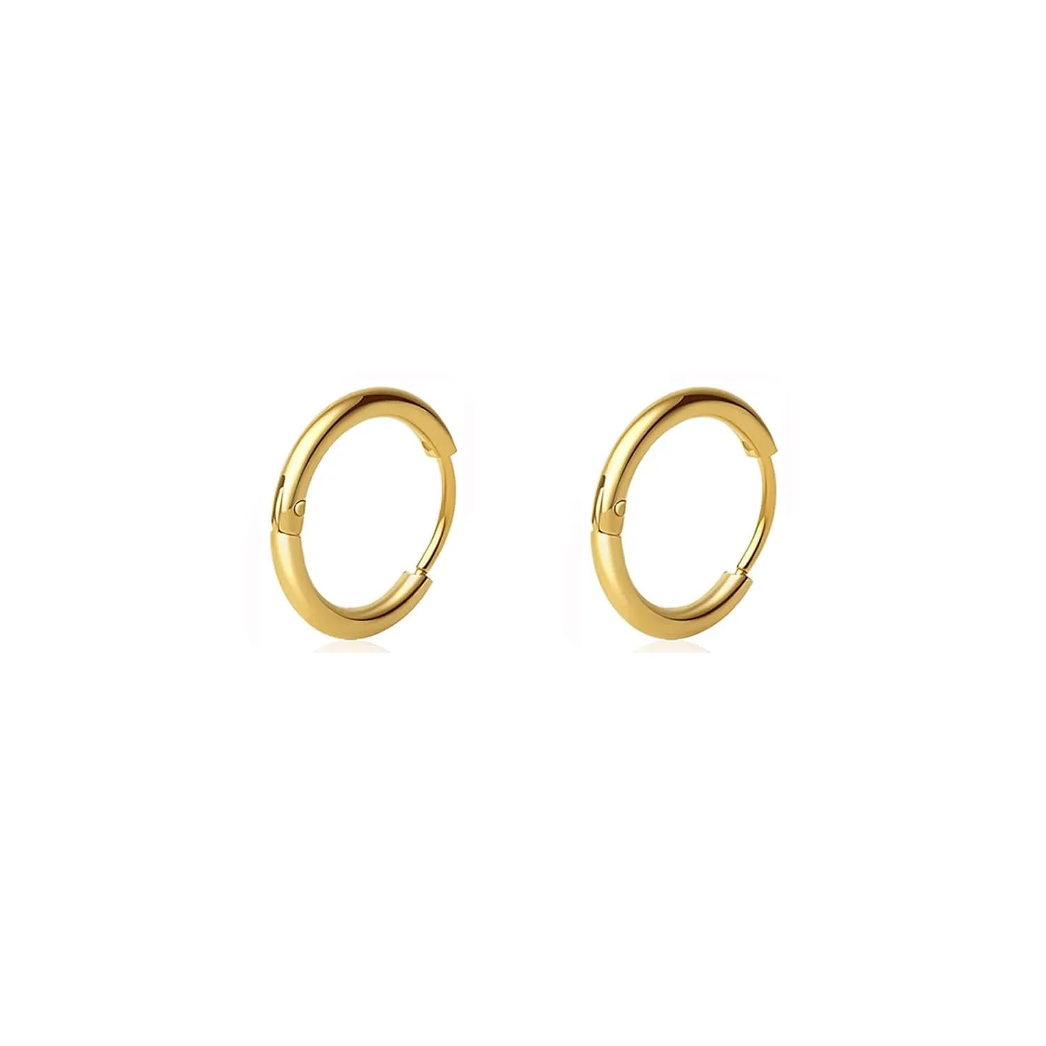 1 Pairs 10mm Gold Hoop Earrings Dainty Small Hoop Earrings 14K Gold Plated Earrings for Women Trendy Hypoallergenic Non Tarnish Gold Earrings Cartilage Piercing Gold Jewelry for Women Gifts (2.0MM)