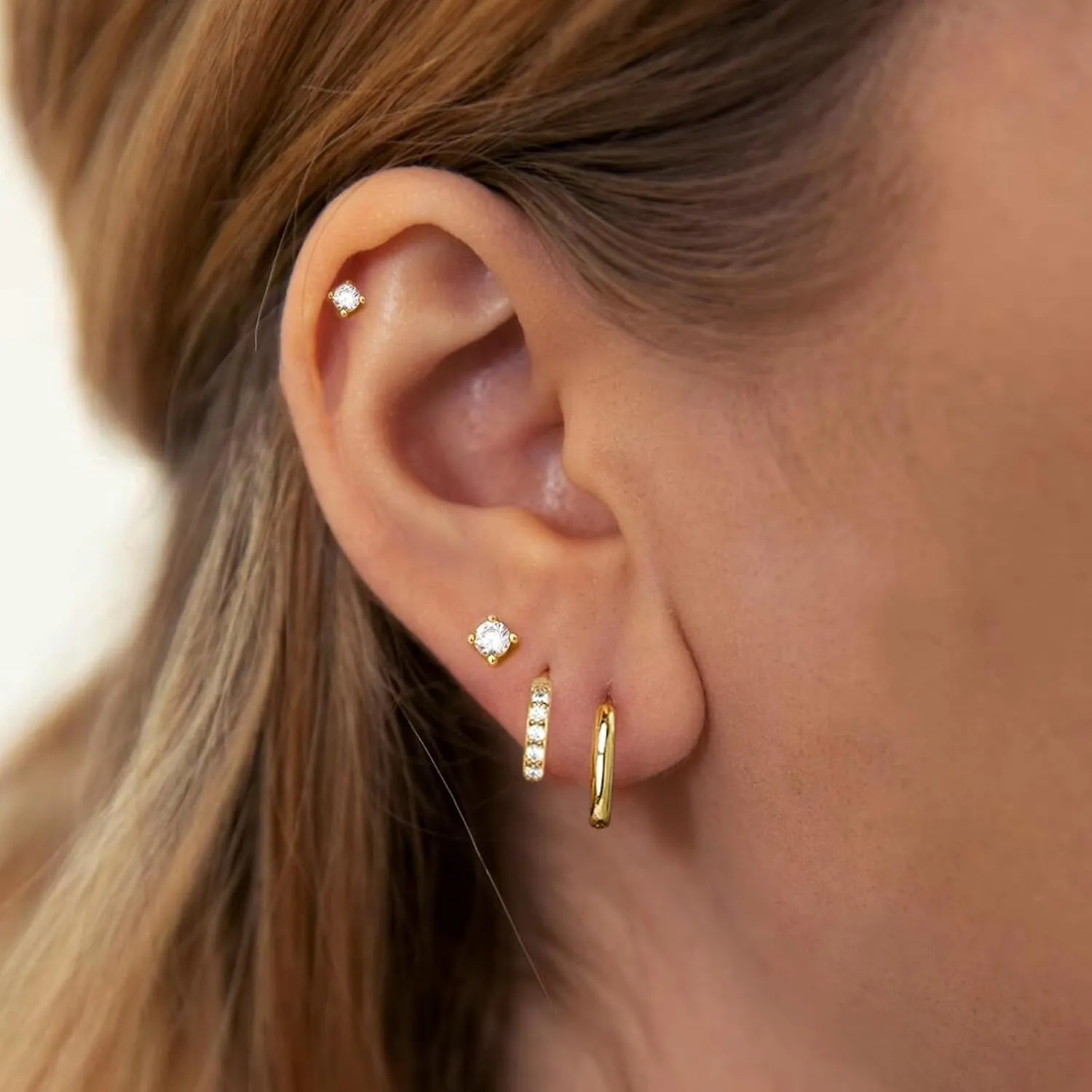 1 Pairs 10mm Gold Hoop Earrings Dainty Small Hoop Earrings 14K Gold Plated Earrings for Women Trendy Hypoallergenic Non Tarnish Gold Earrings Cartilage Piercing Gold Jewelry for Women Gifts (2.0MM)