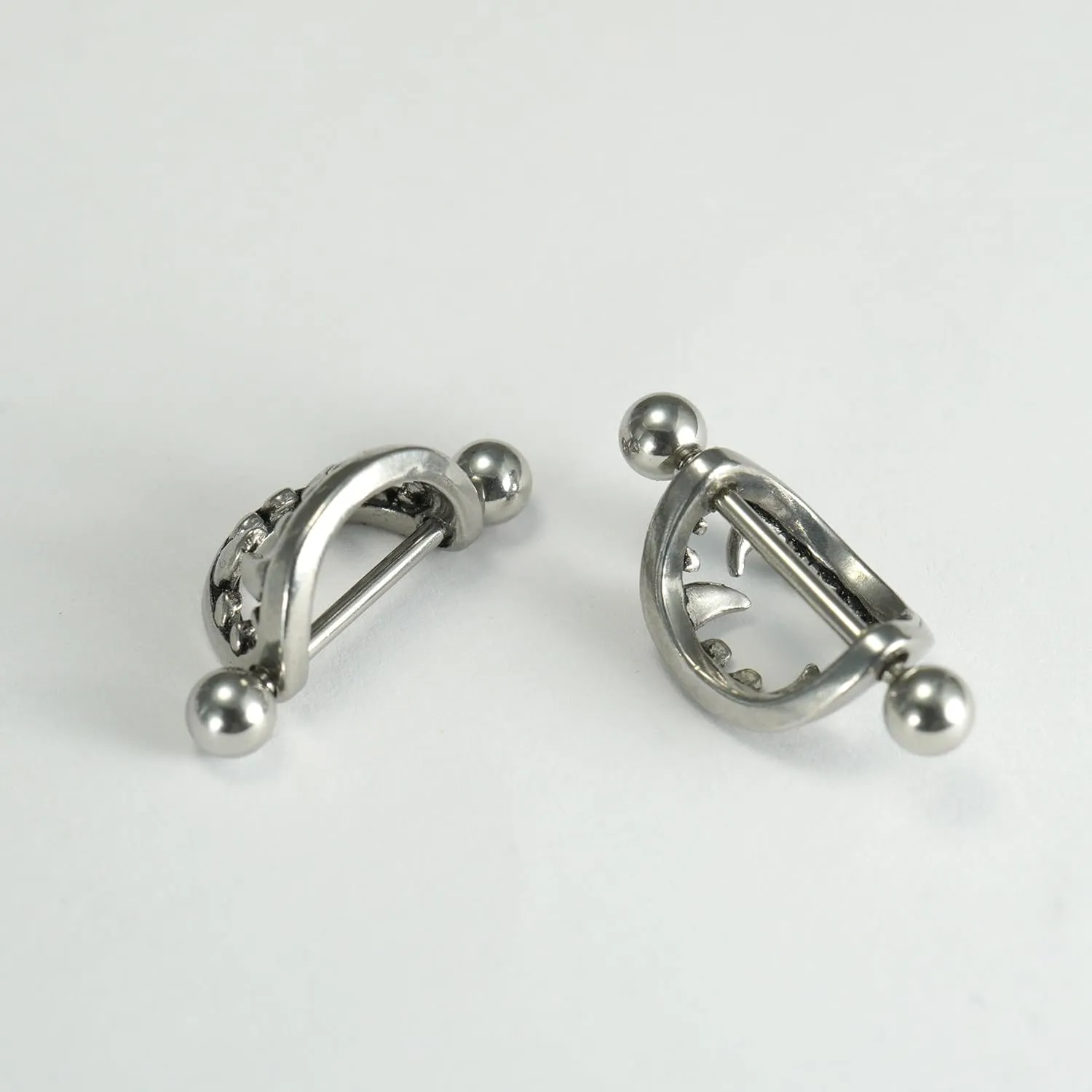 14G 16G Spooky Nipple Piercing Jewelry for Halloween, Vampire Skull Nipple Rings Surgical Steel for Men and Women, Nipple Shields Barbell Rings