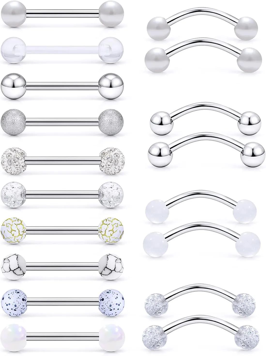 14G Tongue Rings Snake Frog Eyes Piercing Jewelry for Women Men Surgical Steel Plastic Tongue Rings