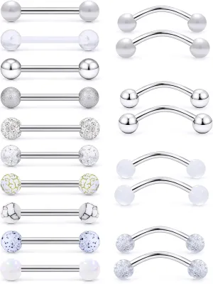 14G Tongue Rings Snake Frog Eyes Piercing Jewelry for Women Men Surgical Steel Plastic Tongue Rings