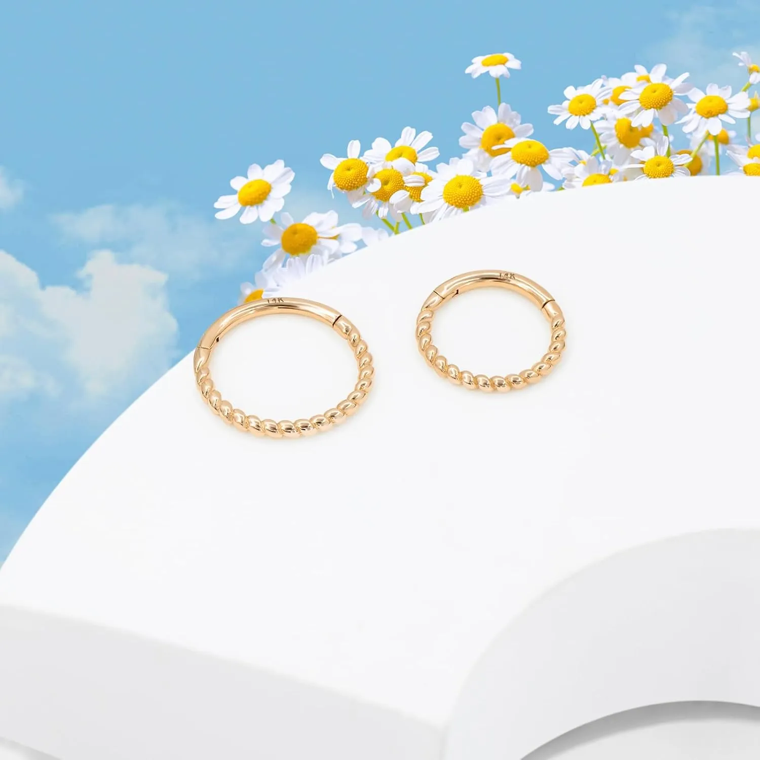 14k Gold 16G Septum Nose Rings for Women Men, 8mm/10mm Helix Daith Tragus Cartilage Hoop Earrings Piercing Jewelry