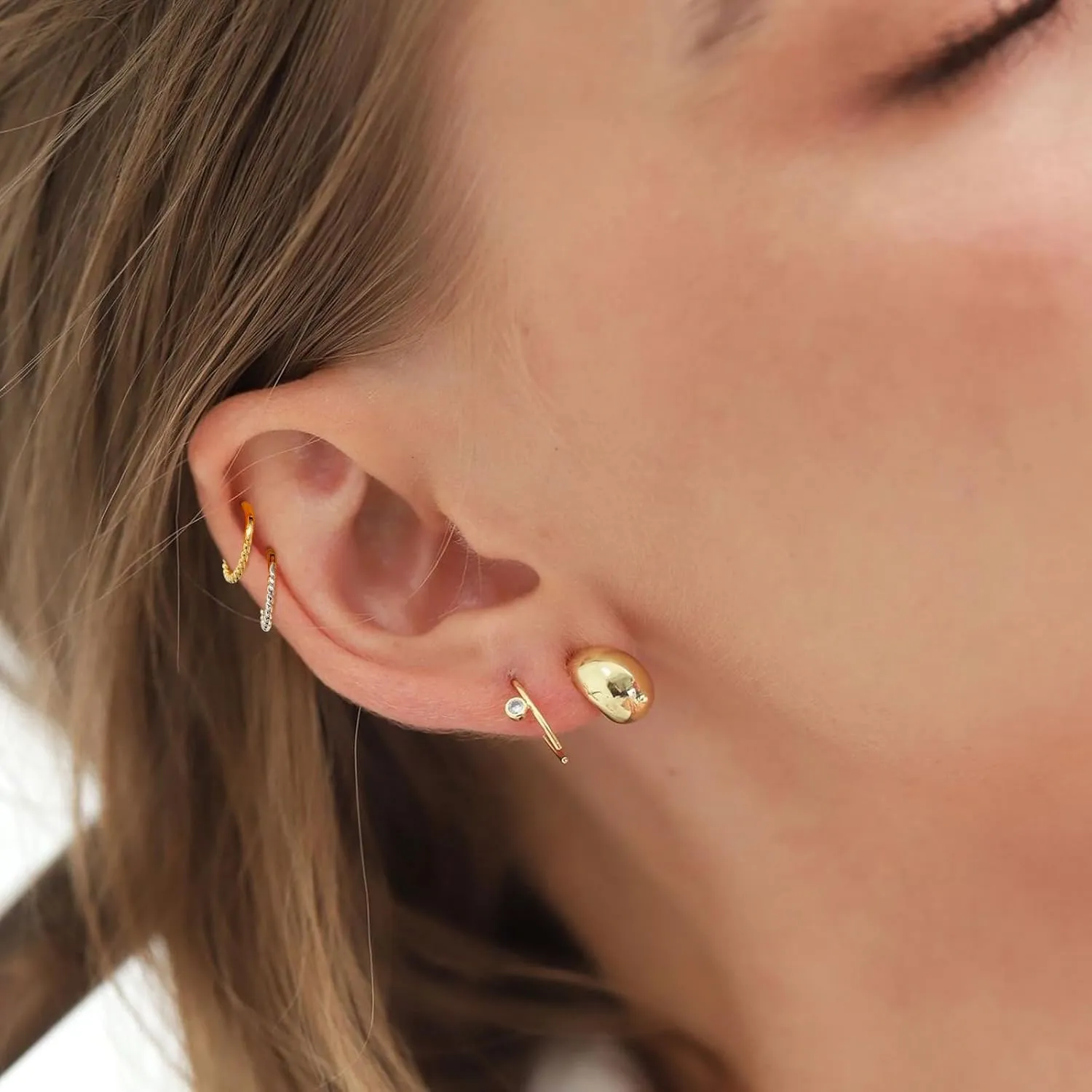 14k Gold 16G Septum Nose Rings for Women Men, 8mm/10mm Helix Daith Tragus Cartilage Hoop Earrings Piercing Jewelry