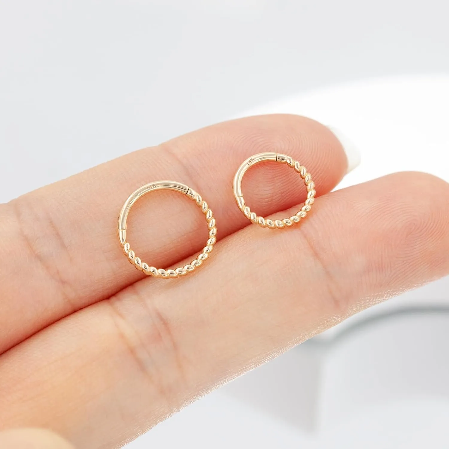 14k Gold 16G Septum Nose Rings for Women Men, 8mm/10mm Helix Daith Tragus Cartilage Hoop Earrings Piercing Jewelry