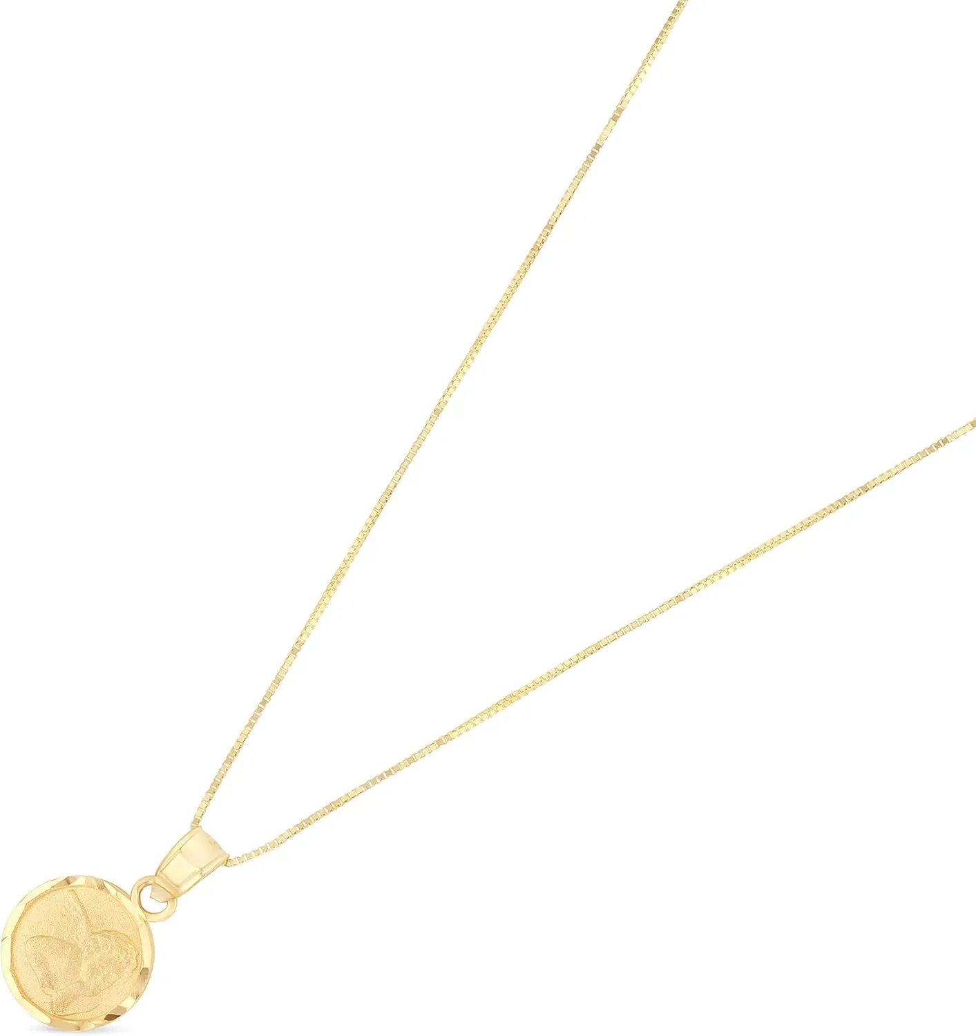 14K Gold Dainty Angel Pendant Religious Charm with 0.5mm Box Chain Necklace For Women