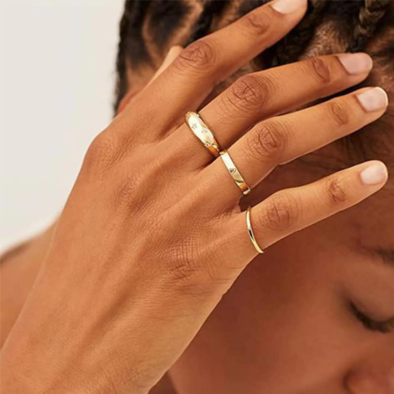 14K Gold Filled Initial Rings for Women Non Tarnish Thumb Rings Wedding Bands for Women Stackable Personalized Letter Rings for Men