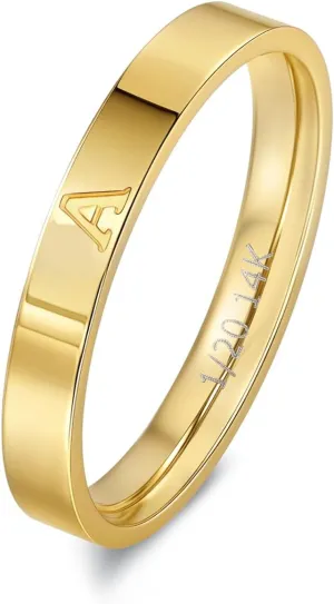 14K Gold Filled Initial Rings for Women Non Tarnish Thumb Rings Wedding Bands for Women Stackable Personalized Letter Rings for Men
