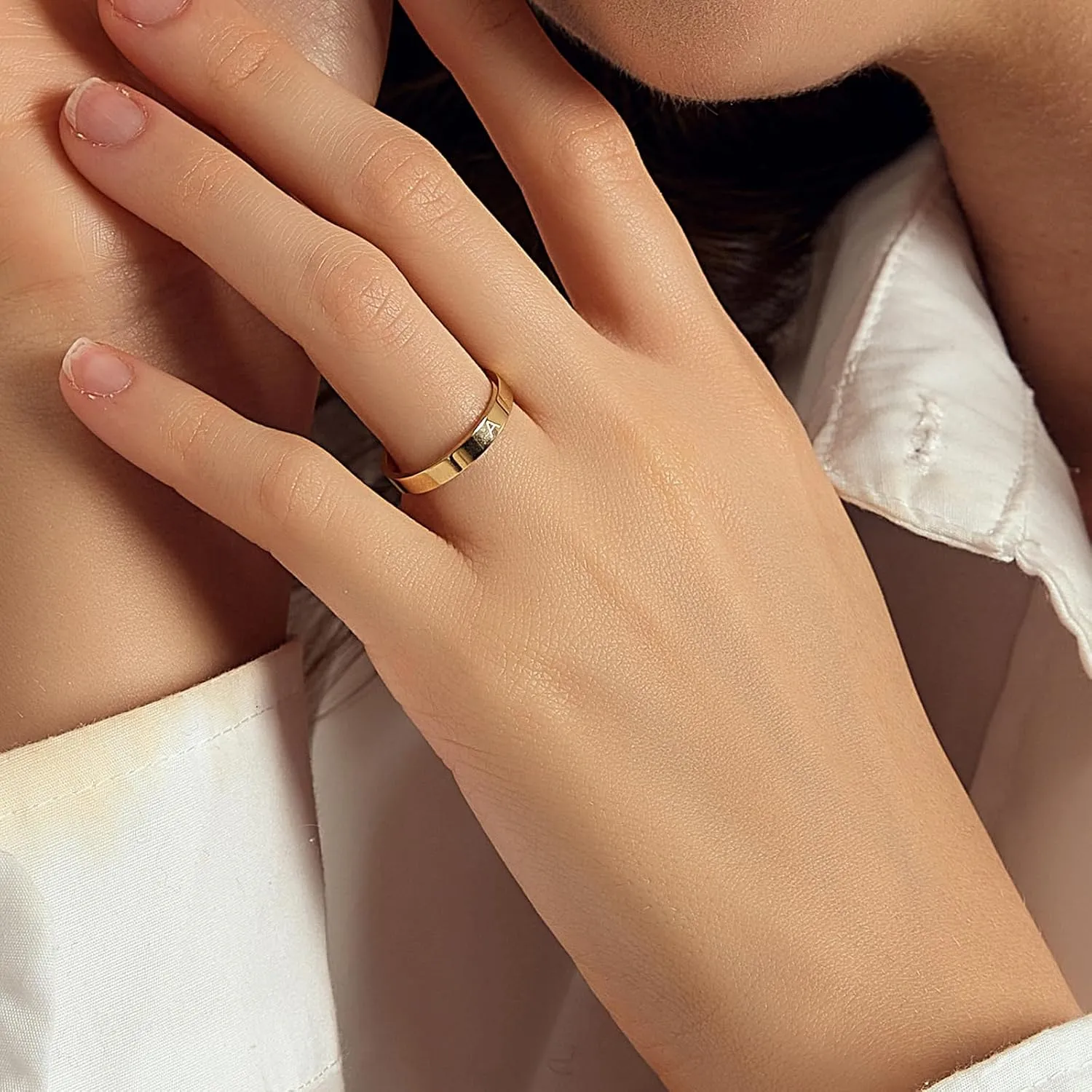 14K Gold Filled Initial Rings for Women Non Tarnish Thumb Rings Wedding Bands for Women Stackable Personalized Letter Rings for Men