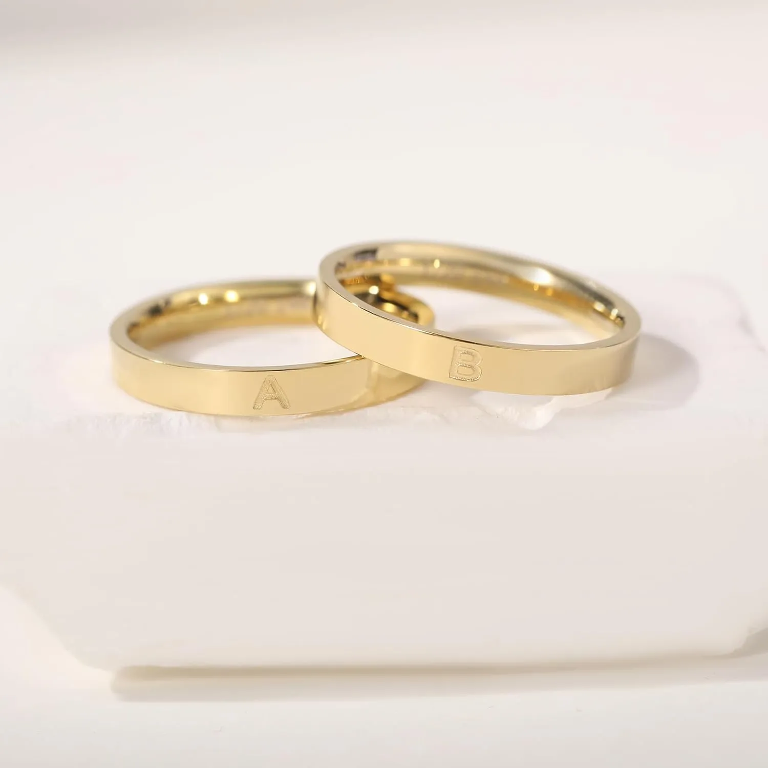 14K Gold Filled Initial Rings for Women Non Tarnish Thumb Rings Wedding Bands for Women Stackable Personalized Letter Rings for Men