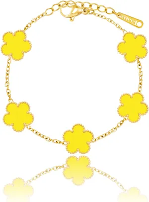 14K Gold Plated Dainty Four Leaf Clover Dot Bracelets for Women Lucky Flower Jewelry