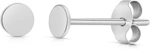 14k Gold Round Disc Studs Flat Circle Dot Earrings | 14-karat Solid Gold Simple Round Stud Earrings for Women