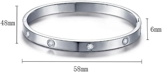 14K Gold Silver Rose Gold Bracelets for Women Costume Jewelry Crystal Bracelet With Cube Zircon Stainless Steel Hinge Oval Accessories Party Christmas Birthday Gifts for Women Teen