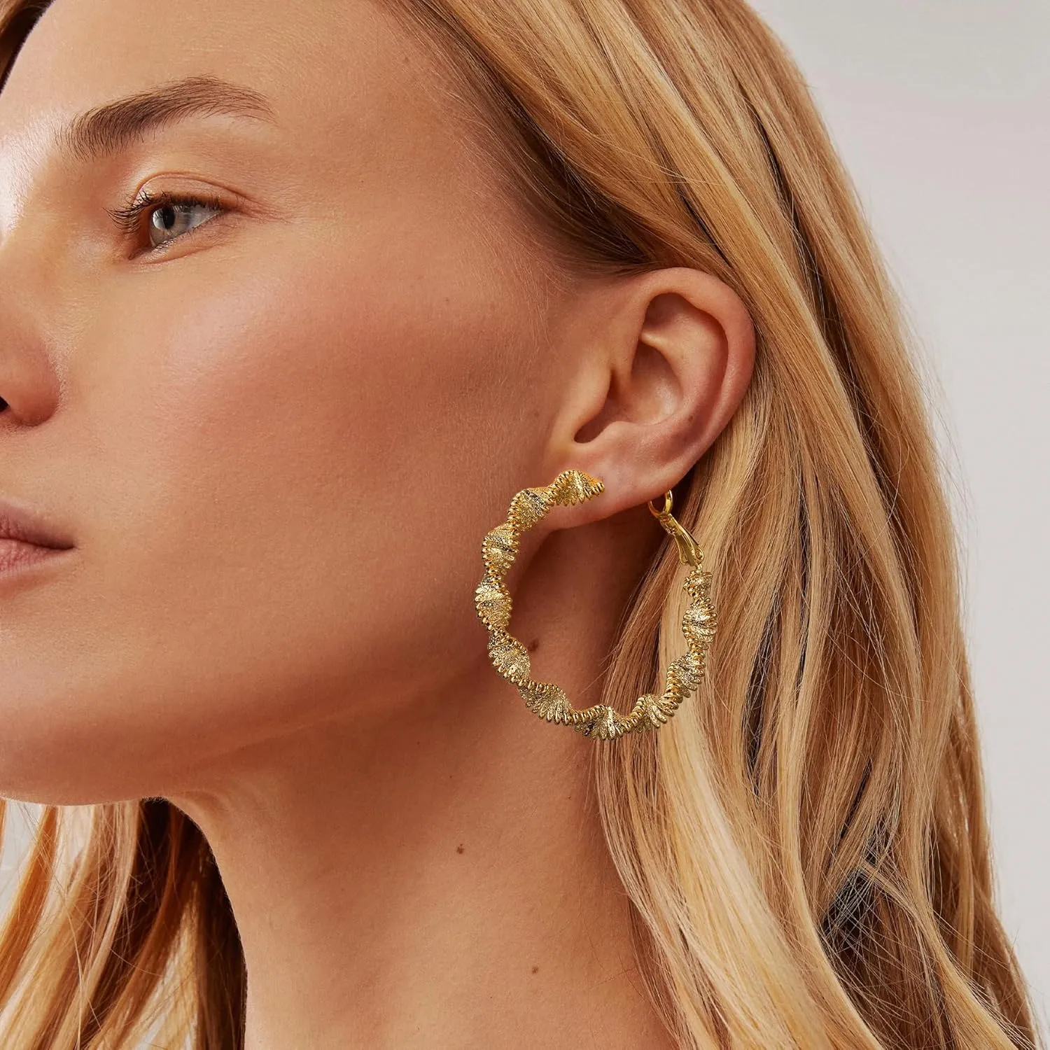 14k Gold/Silver Hoop Earrings For Women,Large Thick Gold Chunky Hoop Earrings