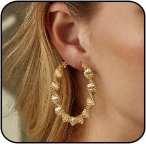 14k Gold/Silver Hoop Earrings For Women,Large Thick Gold Chunky Hoop Earrings