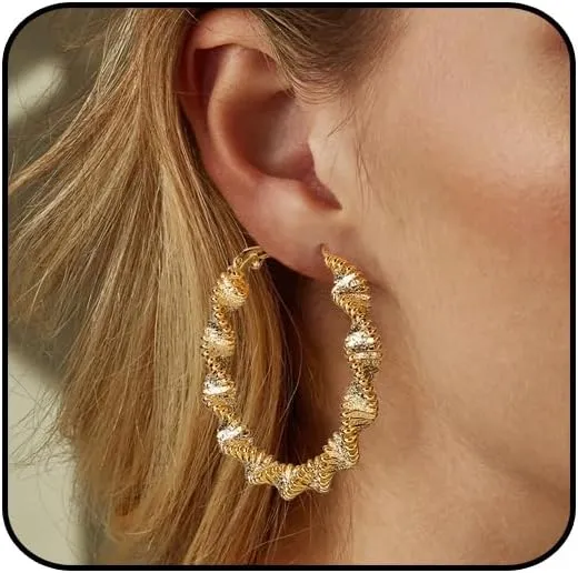 14k Gold/Silver Hoop Earrings For Women,Large Thick Gold Chunky Hoop Earrings