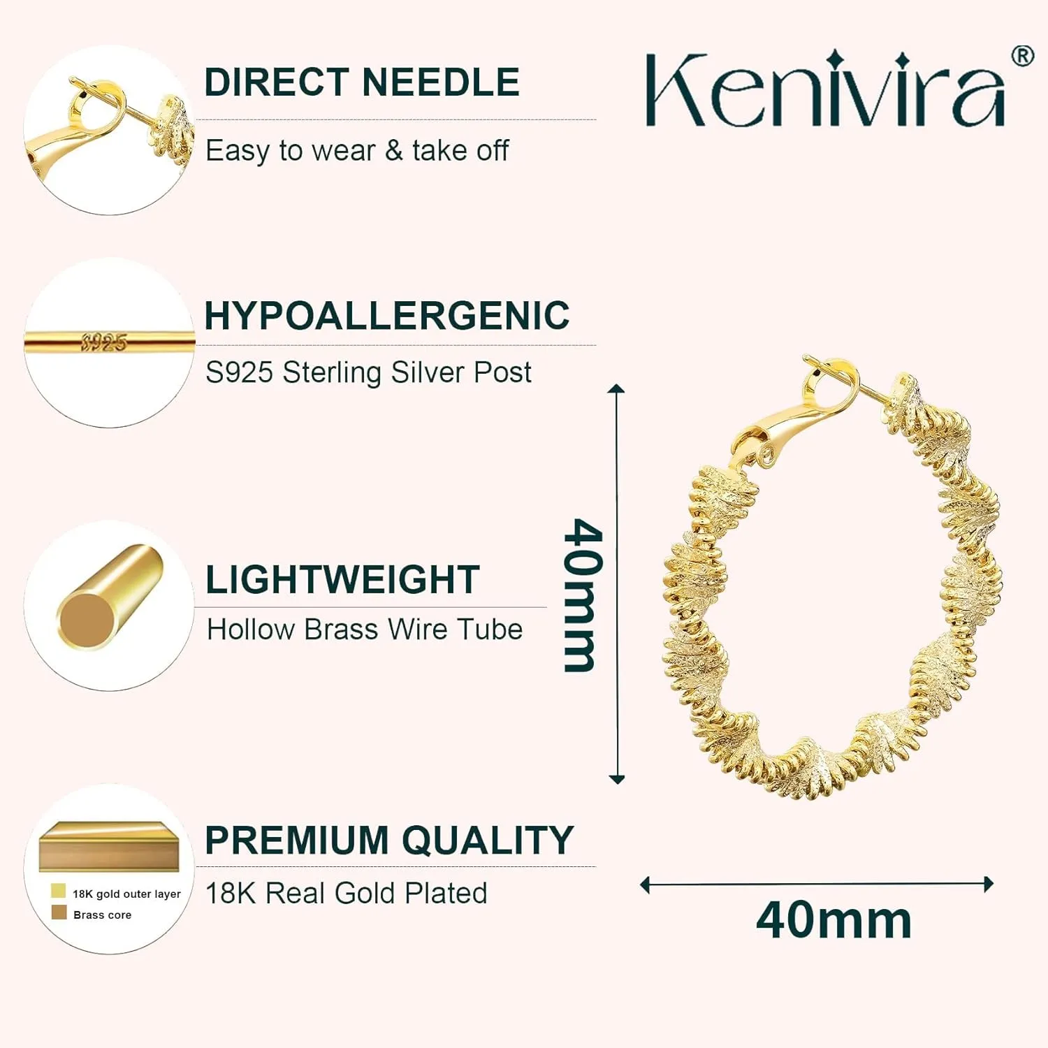 14k Gold/Silver Hoop Earrings For Women,Large Thick Gold Chunky Hoop Earrings