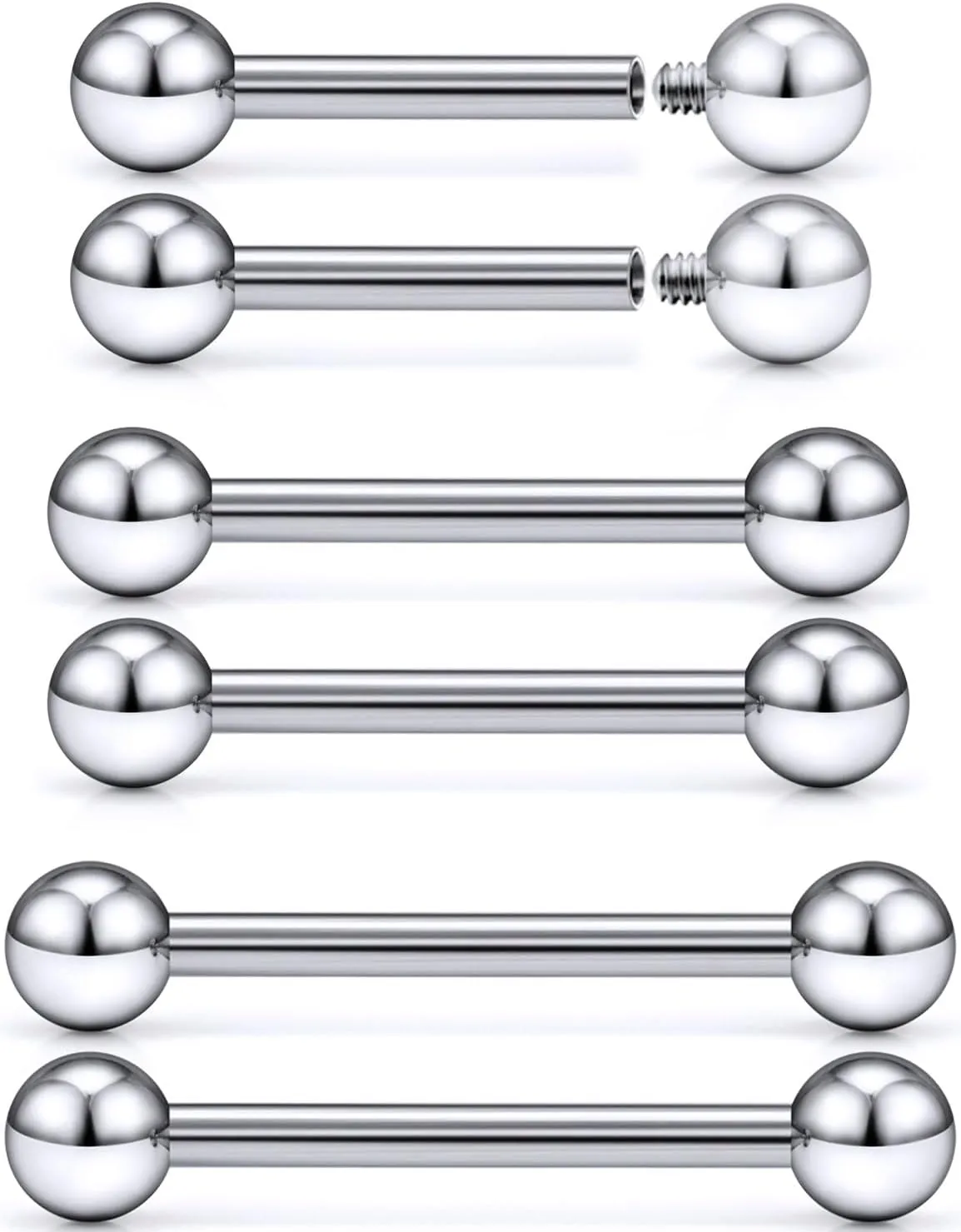 16G 14G 12G Titanium G23 Tongue Rings Nipple Piercing Jewelry Externally/Internally Threaded Bars Nipple Tongue Barbells Piercing Jewelry for Women Men 12mm 14mm 16mm 19mm 22mm