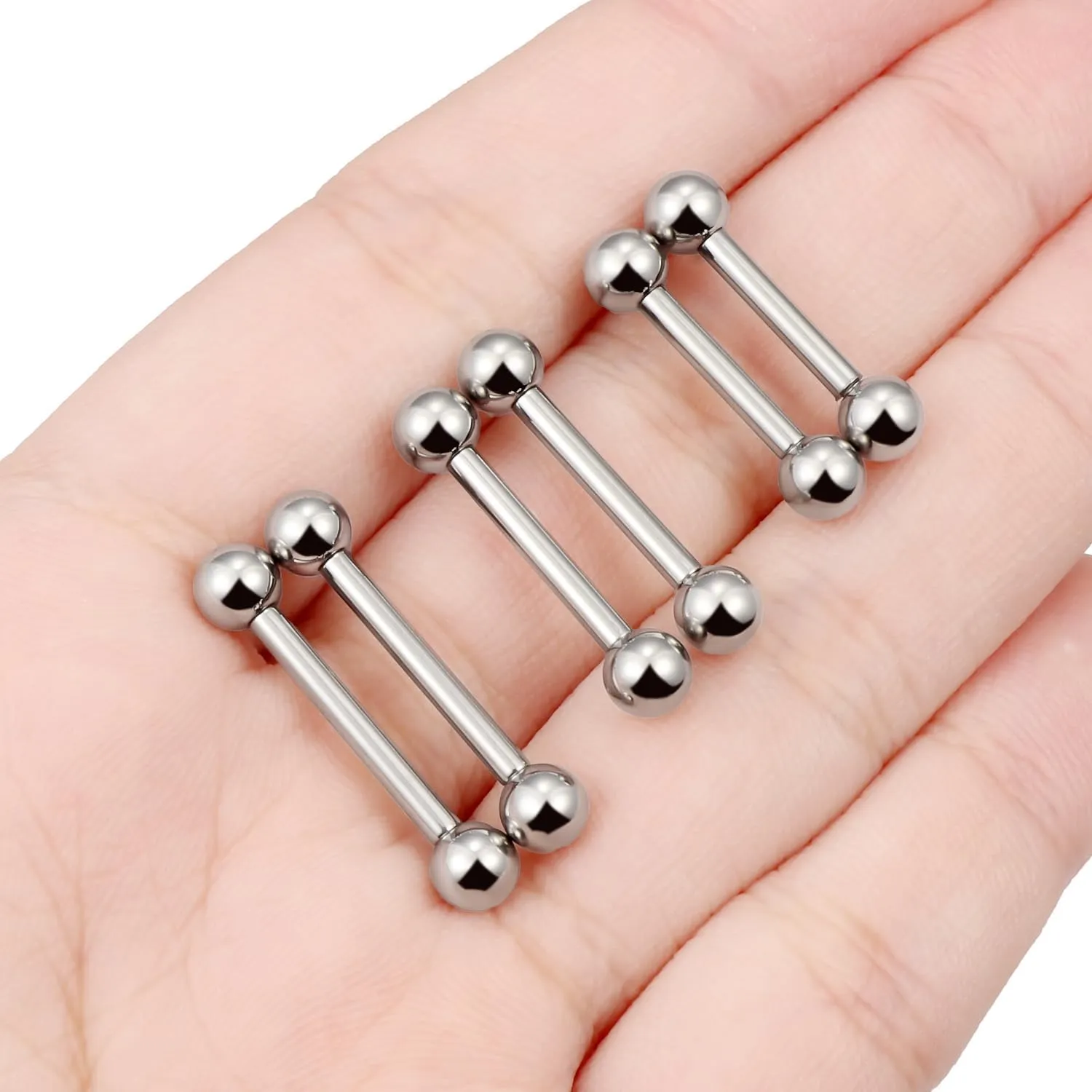 16G 14G 12G Titanium G23 Tongue Rings Nipple Piercing Jewelry Externally/Internally Threaded Bars Nipple Tongue Barbells Piercing Jewelry for Women Men 12mm 14mm 16mm 19mm 22mm