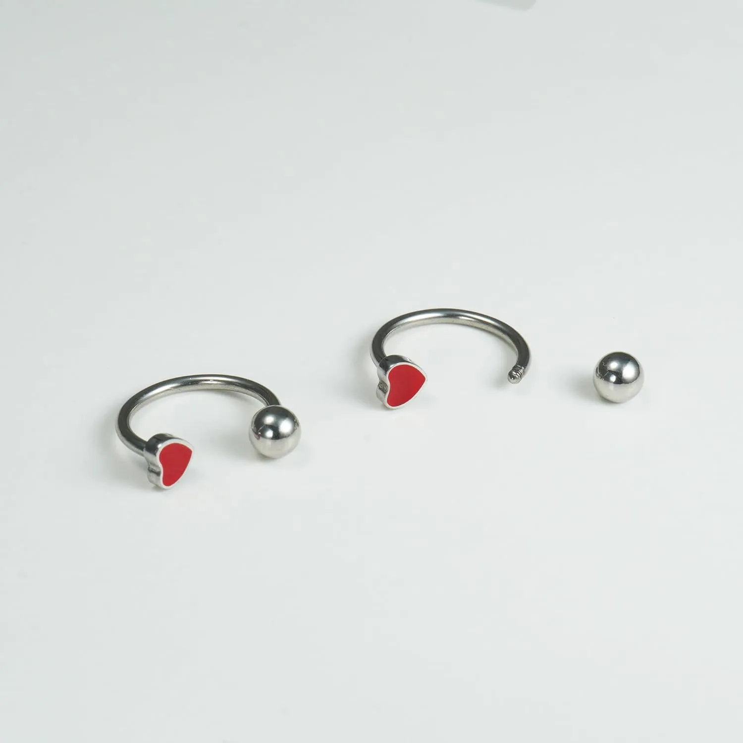 16G 2PCs Cute Heart Snake Bite Jewelry, Lip Rings Snake Bites, Horseshoe Labret Jewelry for Lip Piercing, Black Red Pink, 8mm 10mm 12mm