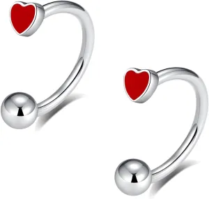 16G 2PCs Cute Heart Snake Bite Jewelry, Lip Rings Snake Bites, Horseshoe Labret Jewelry for Lip Piercing, Black Red Pink, 8mm 10mm 12mm