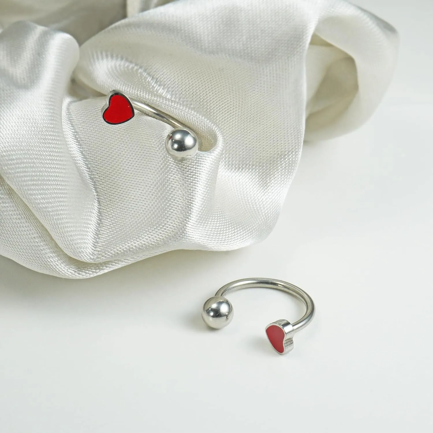 16G 2PCs Cute Heart Snake Bite Jewelry, Lip Rings Snake Bites, Horseshoe Labret Jewelry for Lip Piercing, Black Red Pink, 8mm 10mm 12mm