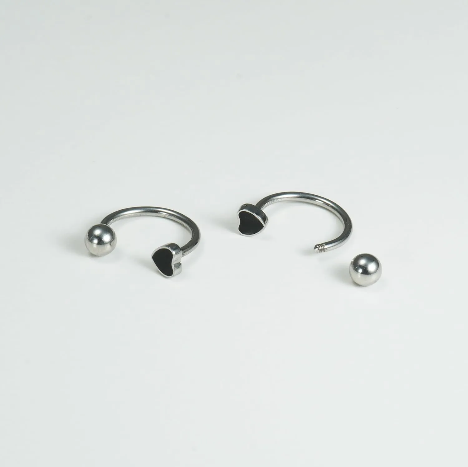 16G 2PCs Cute Heart Snake Bite Jewelry, Lip Rings Snake Bites, Horseshoe Labret Jewelry for Lip Piercing, Black Red Pink, 8mm 10mm 12mm